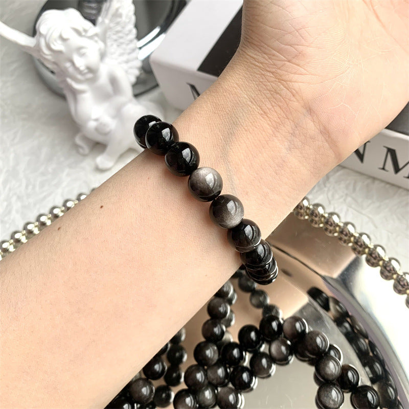 Men's Minimalist Natural Obsidian Bracelet