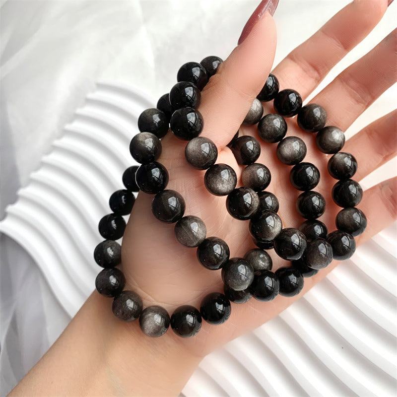 Men's Minimalist Natural Obsidian Bracelet